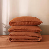 Gaytri Handicraft 100% Linen Duvet Cover with Pillowcase Twin Full Queen King Single Double Sizes Bedding Set with Buttons & Ties, Brunt Orange Linen Comforter Set (King 90x104) Generic