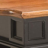 homestyles Americana Kitchen Island with Wood Top and Drop Leaf Breakfast Bar, Storage with Drawers and Adjustable Shelves, 50 Inch Width, Black and Oak homestyles