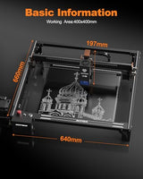 ACMER S2 Pro Laser Engraver, 36000mW Laser Cutting Machine with Built-in 30L Air Pump, 400 * 400mm Engraving Area, High-Speed, WiFi & TF Card, for DIY Projects and Small Busines ACMER