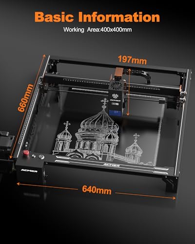 ACMER S2 Pro Laser Engraver, 36000mW Laser Cutting Machine with Built-in 30L Air Pump, 400 * 400mm Engraving Area, High-Speed, WiFi & TF Card, for DIY Projects and Small Busines ACMER