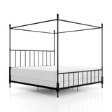 Furniture of America Vaeli Modern Metal King Size Four Poster Bed Frame with Spindles, Canopy Bedframe for Bedroom, Guest Room, Box Spring Required, Black