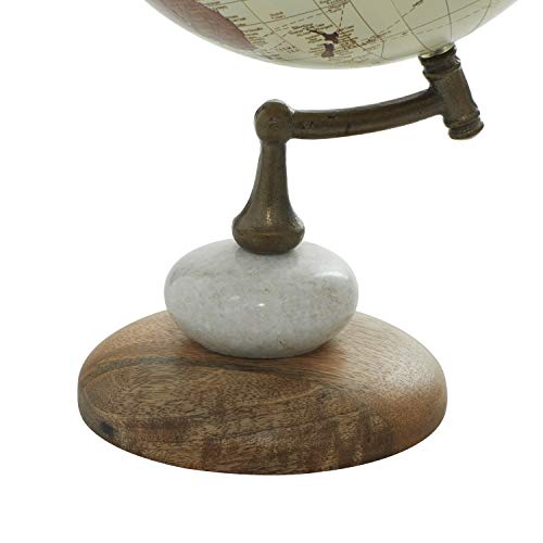 Deco 79 Contemporary Mango Wood Globe Globe, 8" x 8" x 14", Cream Deco 79