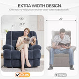Oversized Power Zero Gravity Recliner Chairs for Adults, Electric Reclining 0 Gravity Chair for Big Man,Soft Fabric Overstuffed Single Recliners with USB Charger Port for Living Room, Blue