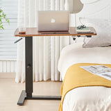 Over Bed Table Pneumatic Adjustable Height Stand Desk with Hidden Casters Foldable Mobile Laptop Computer Standing Desk with USB Ports Pad Generic