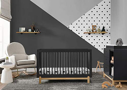 Delta Children Poppy 4-in-1 Convertible Crib, Midnight Grey/Natural