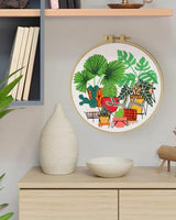ERKOON Embroidery Kit for Beginners, Flower Cross Stitch Set for Include Embroidery Cloth Hoops Threads for Craft Lover Hand Stitch with Embroidery Skill Techniques (Greenery)