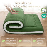 Auemtyn Japanese Floor Mattress, 4" Japanese Futon Mattress, Foldable & Portable Shiki Futon (shikibuton), Roll Up Thicken Sleeping Tatami Mat Sleeping Pad for Camping (Green, 54 x 80) Auemtyn
