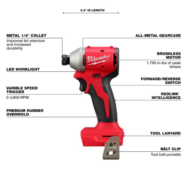 Milwaukee 3692-22CT M18 Compact Brushless 2-Tool Combo Kit: Drill Driver/Impact Driver (New Gen Kit) - WoodArtSupply