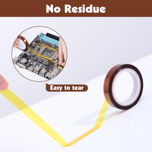 Fyguard 6 Rolls Heat Resistant Tape, 10mm x 49Ft (15m) High Temperature Resistant Transfer Tape for Heat Press Sublimation Welding Electronic Equipment Printing, No Residue Fyguard