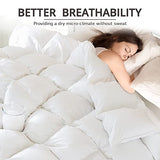 Globon King Size Down Comforter - All Season Duvet Insert with Medium Warmth, Soft and Noiseless Shell,8 Corner Tabs, and Machine Washable - White Globon