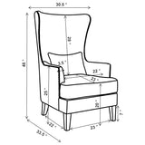Coaster Home Furnishings - Pippin - Upholstered High Wingback Accent Chair with Brown Wood Legs, Track Arms, Removable T-Cushion, Geometric Pattern and Nailhead Trim - Living Room - Latte - 904066 Coaster Home Furnishings