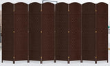 Duraspace 8 Panels Room Divider 6 FT Tall Weave Fiber Privacy Screen Freestanding Double Hinged Folding Screen Extra Wide Room Dividers for Patio Privacy (Brown) DURASPACE