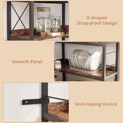 IRONCK Bookshelves 6 Tiers, Corner Bookshelf with Baffles, Bookshelves and Bookcases with Doors, Industrial Display Bookshelf for Living Room, Kitchen IRONCK