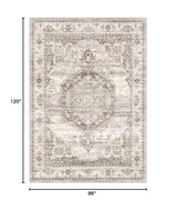 Washable Living Room Area Rug：8x10 Bedroom Rugs - Farmhouse Distressed Printed Floral Carpet - Foldable Non-Shedding Floor Carpet for Dining Room 8'x10' Beige YOUFORTONG