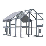 YOPTO 109.6'' Large Wood Chicken Coop Enclosures,Walk-in Poultry Cage, Chicken Run Pen Duck House with Waterproof and Anti-Ultraviolet Cover for Outdoor Farm Use Spire Roof, Grey YOPTO
