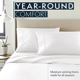 HC COLLECTION Bed Sheets Set King with 2 Pillowcases, Hotel Luxury Platinum 1800 Series Brushed Microfiber Sheet w/Deep Pocket, Ultra Soft Lightweight 4 Pcs Linen Bedding for Hot Sleepers, White