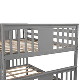 Harper & Bright Designs Full Over Full Bunk Bed with Trundle, Wooden Bunk Bed with Ladder for Bedroom, Guest Room Furniture – Gray Harper & Bright Designs