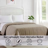 COMFLIVE Down Alternative Blanket with Satin Trim, Twin Size Lightweight Blanket for Bed- Spring Summer Comfort Soft - Moisture Absorption and Removal Treatment 68”x90” (Mocha, Twin) COMFLIVE