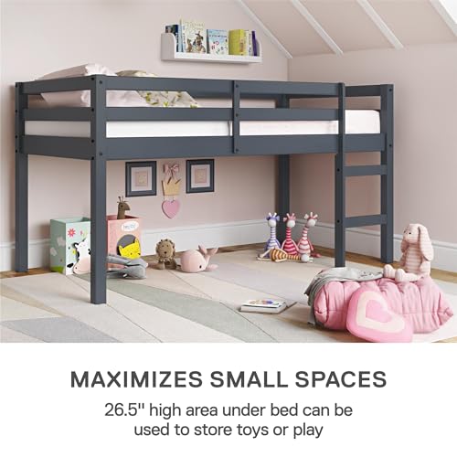 DHP Milton Junior Twin Loft Bed - Space-Saving Grey Design for Kids DHP