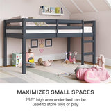 DHP Milton Junior Twin Loft Bed - Space-Saving Grey Design for Kids DHP