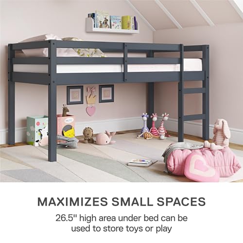 DHP Milton Junior Twin Loft Bed - Space-Saving Grey Design for Kids - WoodArtSupply