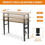 60" Adjustable Workbench with Power Outlet, Heavy Duty 60" x 20" Work Benches with Foot Pads, 2500 LBS Load Capacity Work Bench for Garage, Workshop EliteEdge