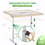 BittPicc Puzzle Table with Drawers for Adults 1500 Pieces Angle & Height Adjustable Jigsaw Puzzle Table with Metal Legs 35"X26" Tilting Puzzle Board Table with Cover Birthday Gift for Mom BittPicc