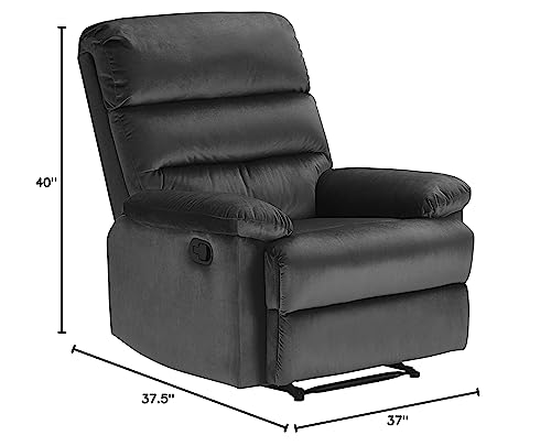 Click365 Davis Graphite Gray Recliner Chair, Upholstered Push-Back Recliner with Padded Arms, Living Room Lounge Chair for TV, Reading or Gaming