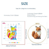 Zhenqing Fox Cross Stitch Kit for Beginners, 11CT Printed 20x20cm with 16cm Hoop, Cute Animal Embroidery Set(70736)