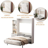 Harper & Bright Designs Full Size Murphy Bed, Morden Full Vertical Murphy Bed Frame with Shelf and Drawers, Wall Bed Hidden Bed Gas Struts, White Harper & Bright Designs