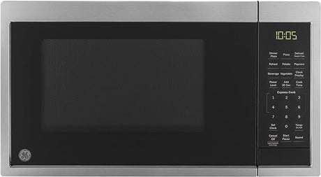 GE GCST09N1WSS Microwave Oven, 900-watt 7 Auto Cooking Settings, Kitchen Essentials for The Countertop, Dorm Room or Apartment, Child-Lock Technology 0.9 Cu. Ft, Stainless Steel GE
