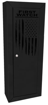 First Watch 8-Gun Security Cabinet, Steel Storage Safe with Lock, American Flag Design, Black Homak