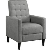 Yaheetech Fabric Recliner Chair with Adjustable Back & Footrest, Mid-Century Modern Accent Armchair Reading Chair, Tufted Upholstered Sofa with Pocket Spring for Living Room Bedroom Gray