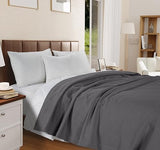 LANE LINEN Twin Blanket 100% Cotton Blankets Twin Size for Bed - Herringbone Weave (68"x90") Soft & Cozy Bed Blankets - Great Gifting in Any Season for Everyday Bedding - Oeko-TEX Certified - Grey LANE LINEN