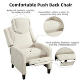 INZOY Wingback Pushback Recliner Chair, Fabric Push Back Recliners with Padded Seat, Mid Century Modern Reclining Chair for Living Room Bedroom, White