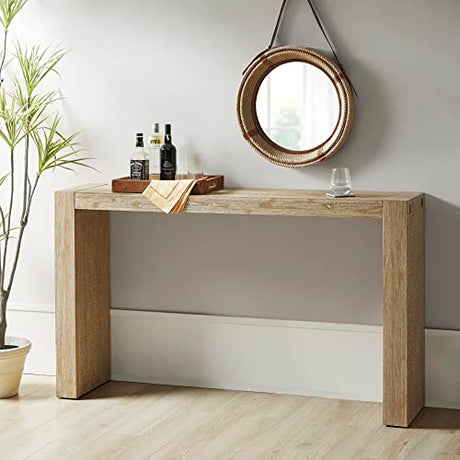 INK+IVY Monterey Solid Wood Console Table for Entryway, Brushed Reclaimed Wheat Grain Finish, Counter Work Surface, Dining Bar, Industrial, INK+IVY