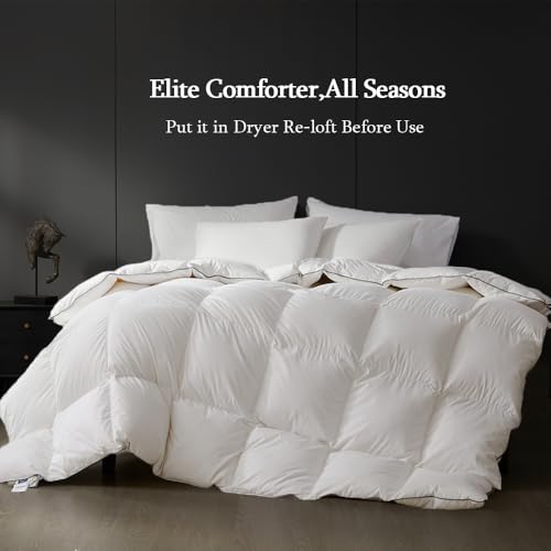 sleeprove King Size Down Comforter,All-Season Duvet Insert with 8 Loops,Noiseless Luxury Comforter,White,106x90 inches sleeprove