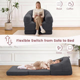 Korser Folding Sofa Bed, Convertible Sleeper Chair with Armrest, Floor Futon Couch with Pillow, Sleeper Single Chair for Adults, Couches for Living Room, Small Couches for Small Spaces,Grey Korser