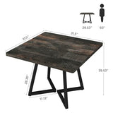 Tribesigns Square Dining Table Set of 4, 31.5" Farmhouse Dinner Table with Metal Base, Wood Kitchen Table for Dining Room, Small Space, Apartment, Rustic Brown & Black Tribesigns