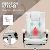 Vinsetto 6 Point Vibration Massage Office Chair, High Back Computer Chair with Heat, Adjustable Height, Reclining Backrest and Retractable Footrest, White Vinsetto