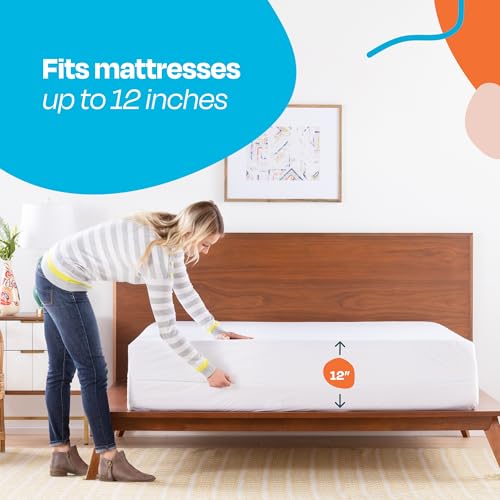 Linenspa Zippered Mattress Encasement – Queen Size Waterproof Mattress Protector – Quiet Cover & Complete protection – Dorm Room Essentials, White Linenspa