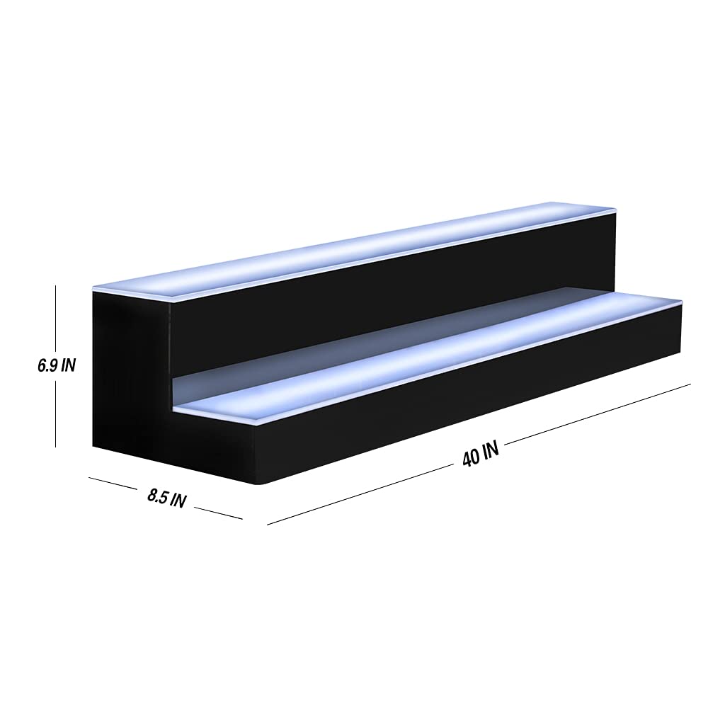 MESAlLUP Acrylic 40 Inch 2 Tier High Light LED Liquor Bottle Display Shelf, Adjustable Colorful Lighting for Home Mini Bars, and Restaurants,Party Use,2 Year Warranty MESAILUP