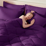ELNIDO QUEEN® Purple Comforter Set Queen - 7 Pieces Bed in a Bag Queen Size, Bed Set for All Seasons, Ultra Soft Bedding Sets with Comforter, Flat Sheet, Fitted Sheet, Pillowcases and Pillow Shams ELNIDO QUEEN