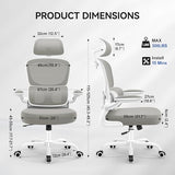 ALLGOD Ergonomic Office Chair, Mesh Desk Chair with Lumbar Support, High Back Home Office Chair with Adjustable Headrest and Flip-Up Arms, Comfortable Computer Chair, Thick Cushion, 300 LBS, LightGray ALLGOD