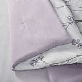 Comfort Spaces Bed in A Bag - Trendy Casual Design Cozy Comforter with Complete Sheet Set with Side Pocket, All Season Cover, Matching Shams Twin XL(66 in x 90 in), Kate, Grey/Purple 6 Piece Comfort Spaces