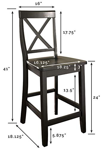 Crosley Furniture X-Back Bar Stool (Set of 2), 24-inch, Black - WoodArtSupply