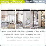The Sliding Door Company 4 Panel Sliding Glass Interior Room Divider, Clear Tempered Glass (Black, 120" W x 96" H) The Sliding Door Company