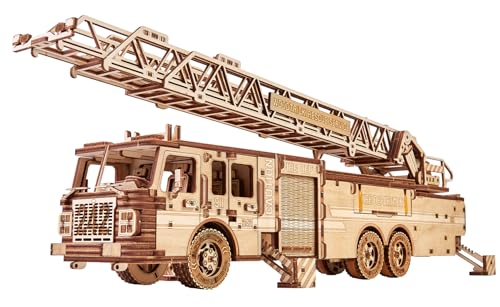Wood Trick Rescue Firetruck Wooden 3D Puzzles for Adults and Kids to Build - Rides up to 20 ft - Wooden Models Engineering DIY Project Mechanical 3D Wood Trick
