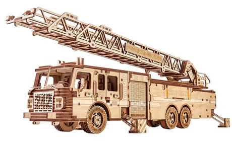Wood Trick Rescue Firetruck Wooden 3D Puzzles for Adults and Kids to Build - Rides up to 20 ft - Wooden Models Engineering DIY Project Mechanical 3D Wood Trick