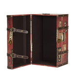 Household Essentials Medium Decorative Trunk, Coffee Shop Faux Decoupage, Antique Exterior, Leather and Metal Accents, Fabric Interior, Hinged Lid, Brown Household Essentials